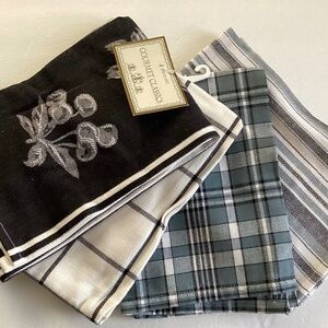 4 Kitchen Dish Towels 100% cotton Print Geometric Striped